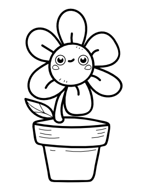 Cute Potted flower Coloring Page